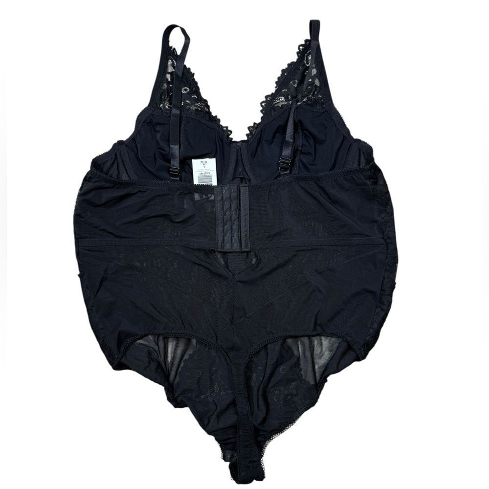 Torrid Black Sexy Lace Mesh Panel One Piece Tummy Control Bodysuit - Picture 6 of 7